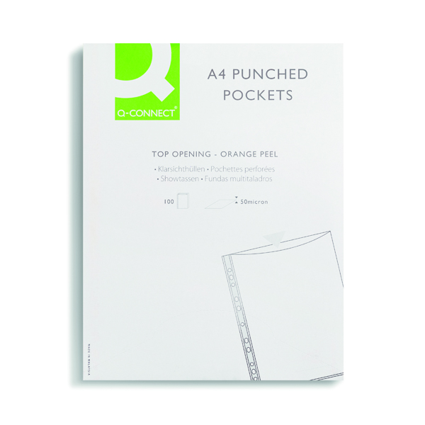 Q-CONNECT PUNCHED POCKETS A4 PK100