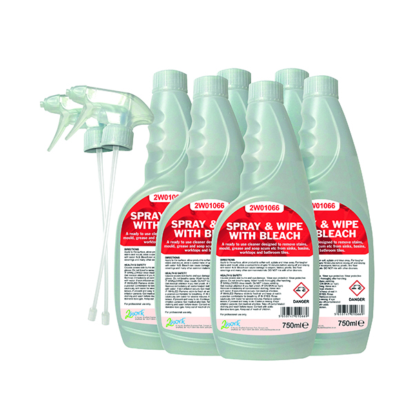 2WORK SPRAY WITH BLEACH 750ML PK6