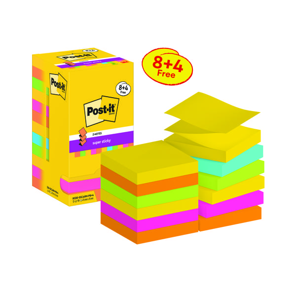 POST-IT S/S Z-N 76X76 90S CRNVL PK12