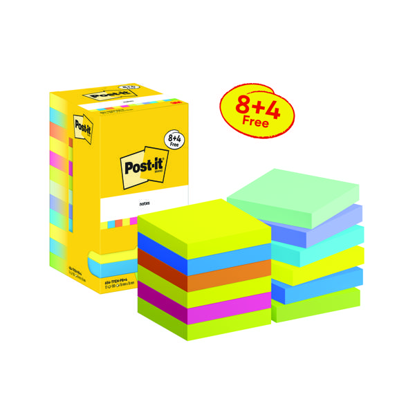 POST-IT NOTES 76X76 90S ENERGTC PK12