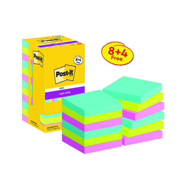 POST-IT S/STIK 76X76 90S COSMIC PK12