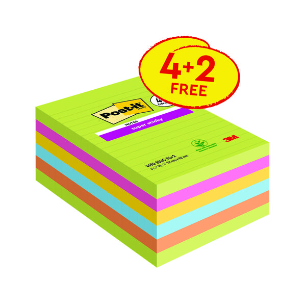 POST-IT SUPER STICKY NOTES XXL PK 6