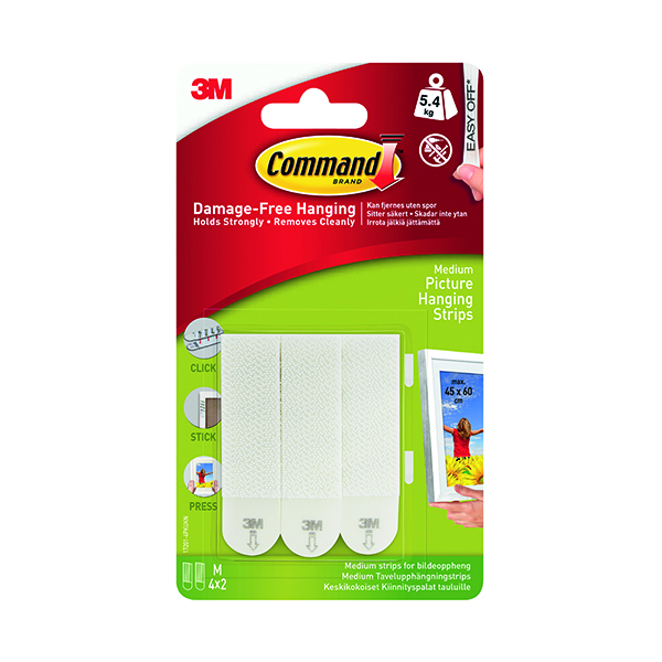 3M COMMAND HANGING STRIPS MED PK4