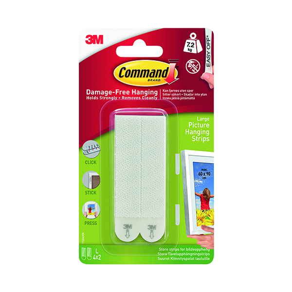 3M COMMAND HANGING STRIPS LARGE PK4