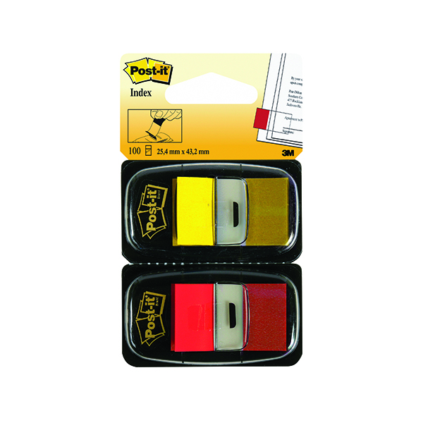 POST-IT RED/YELLOW INDEX 1IN PK2