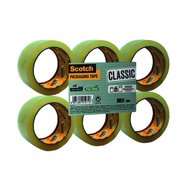 SCOTCH PACKAGING TAPE 50MMX66M PK6