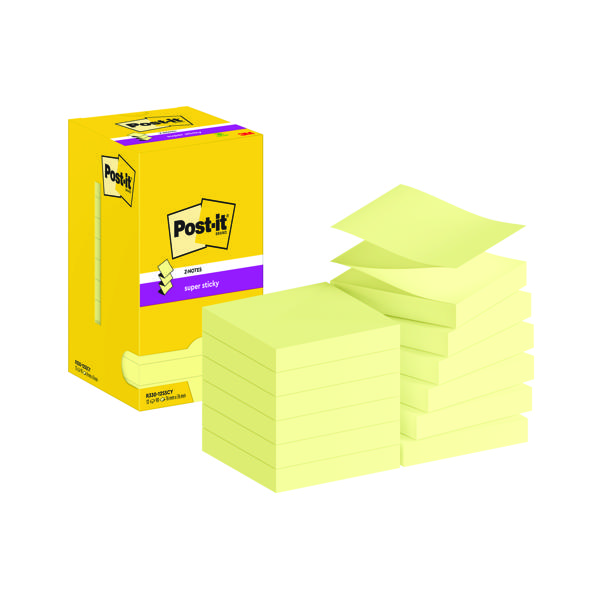 POST-IT Z CANARY 76X76MM 90 SHT PK12