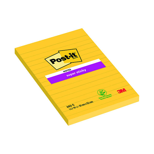 POST-IT SPR STCKY NTE 102X152 YW PK6