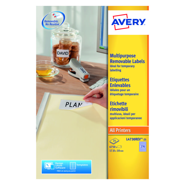 AVERY REMOVABLE LBL 270/SHT 25 SHTS