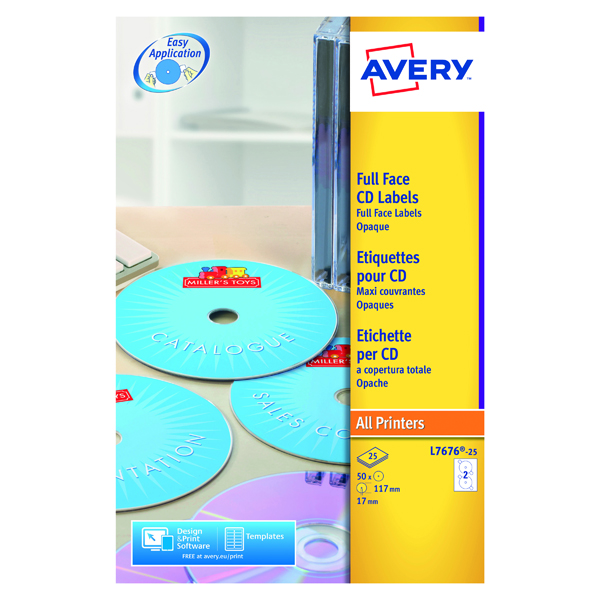 AVERY 2P/S IJET CD LBLS BLK/WH BX25