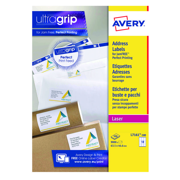 AVERY ULTRAGRIP LASER LABELS PK9000
