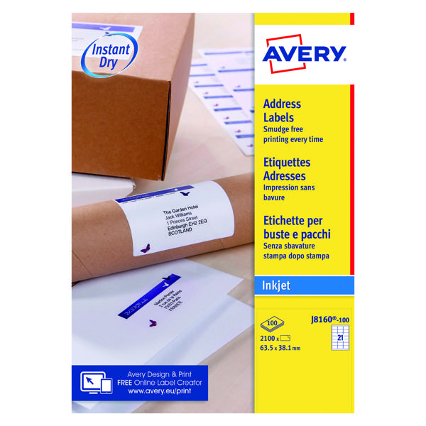 AVERY INKJET ADDRESS LABEL 21 SHEET