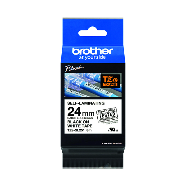 BROTHER TZE SLF-LAM TPE 24MM BLK/WHT