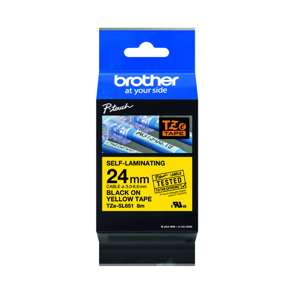 BROTHER TZE SLF-LAM TPE 24MM BLK/YLW