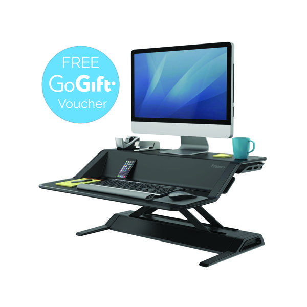 FELLOWES LOTUS SIT/STAND WSTN BK