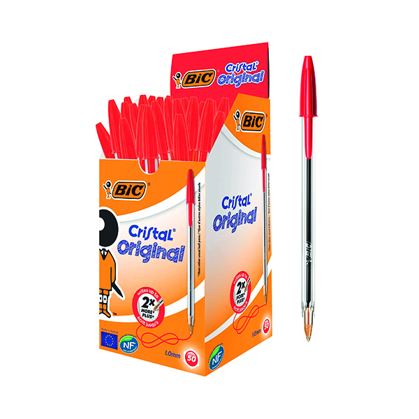 BIC CRISTAL BPOINT MEDIUM RED PK50