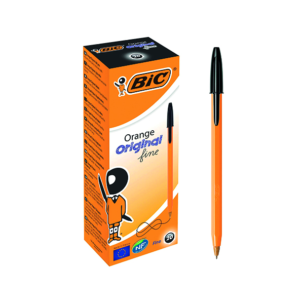 BIC ORANGE FINE BPOINT PEN BLK PK20