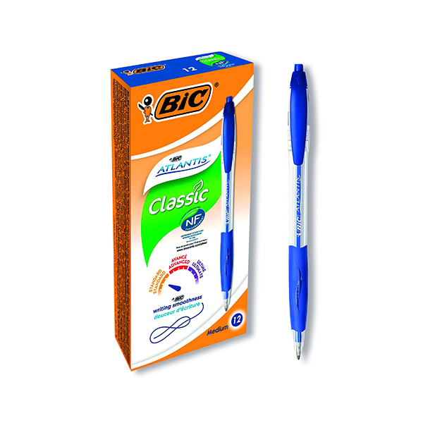 BIC RETRACTABLE BALL PEN BLUE BOX 12