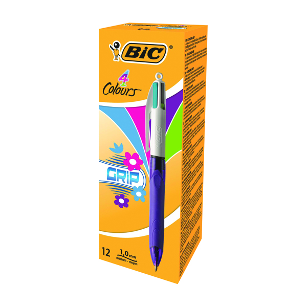 Bic 4 Colour Fashion Grip Pen Pk12
