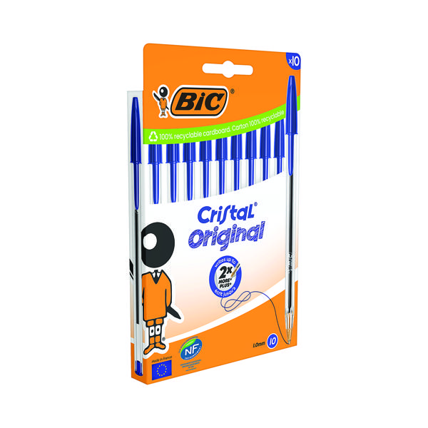 BIC CRISTAL BALL PEN MED BLU PK10