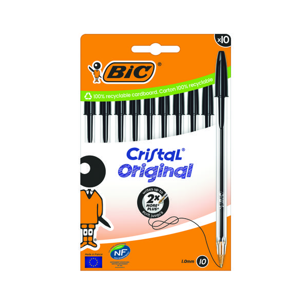 BIC CRISTAL BALL PEN MED BLK PK10