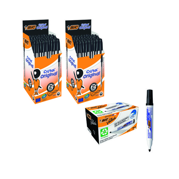 BIC CRISTAL BLK PK50X2 + FOC MARKERS