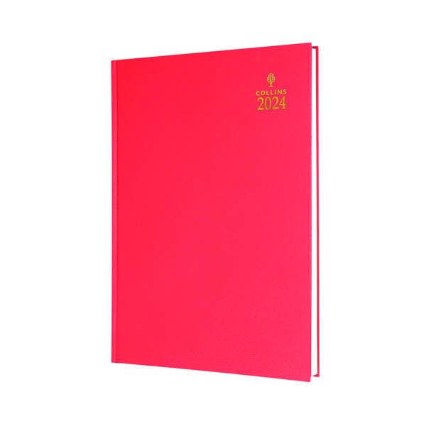 Collins A5 Desk Diary DPP Red 2024