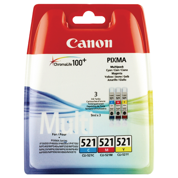 CANON CLI-521 INKJET CART MPK C/M/Y