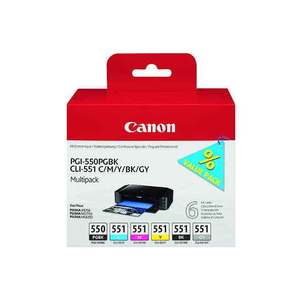 CANON PGI-550/CLI-551 PBK/C/M/Y/BK/G