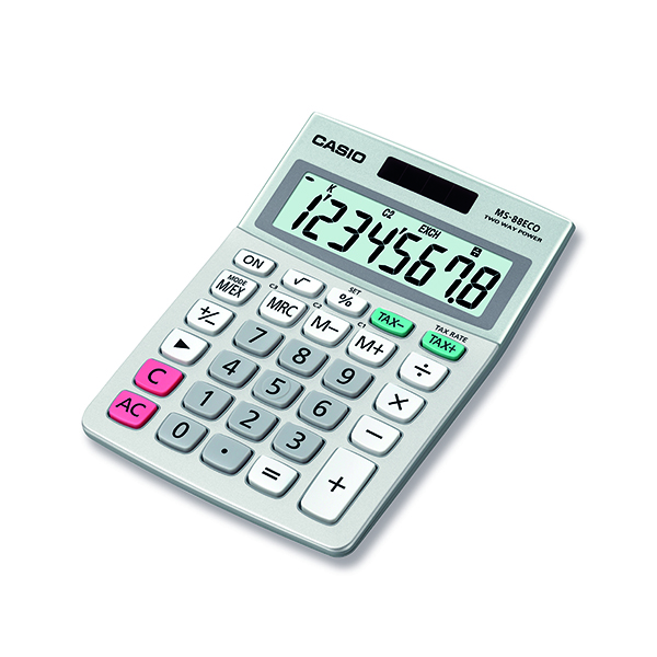 CASIO MS-88ECO 8 DIGIT TAX CALC GREY