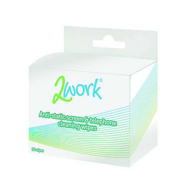 2WORK ANTISTAT SCRN/PHONE WIPES PK50