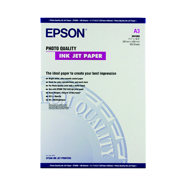 EPSON A3 PHOT PPR 105GSM WHT 100SHTS