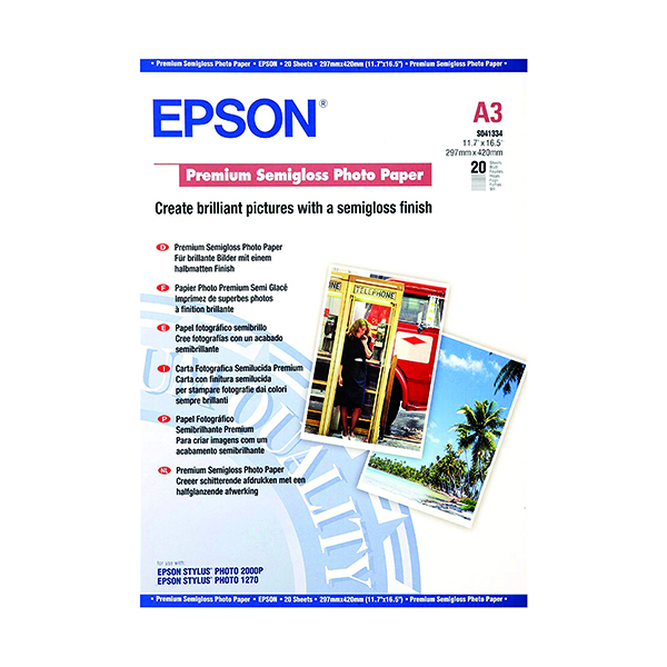 EPSON SEMI GLOSS A3 PHOTO PAPER PK20