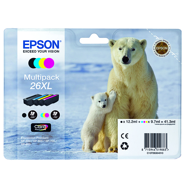 EPSON 26XL INK CART HY MULTIPK CMYK