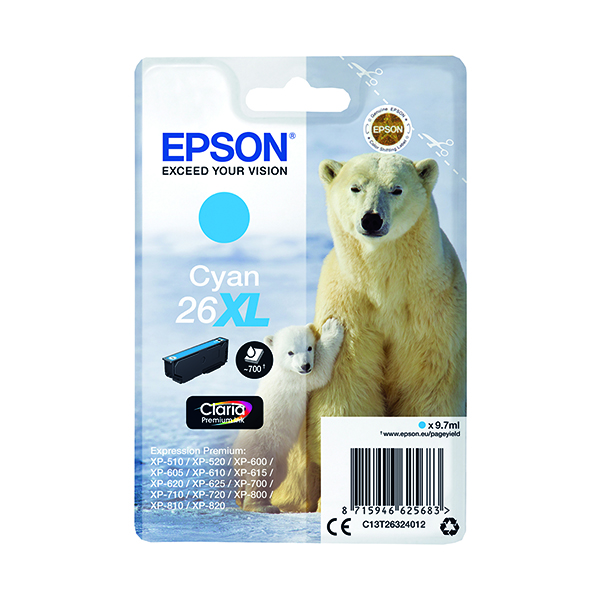 EPSON 26XL INK CARTRIDGE PREM CY