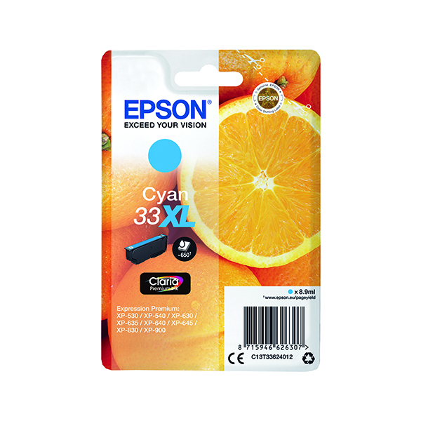 EPSON 33XL INK CARTRIDGE HY CYAN