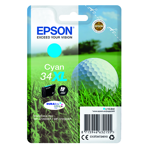 EPSON 34XL INK CARTRIDGE HY CYAN