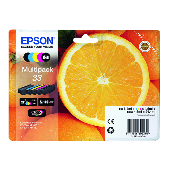 EPSON 33 INK CART MLTI CMYK/PHOT BLK