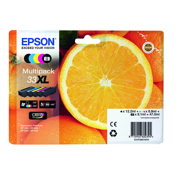 EPSON 33XL INK CART MLTI CMYK/PH BLK