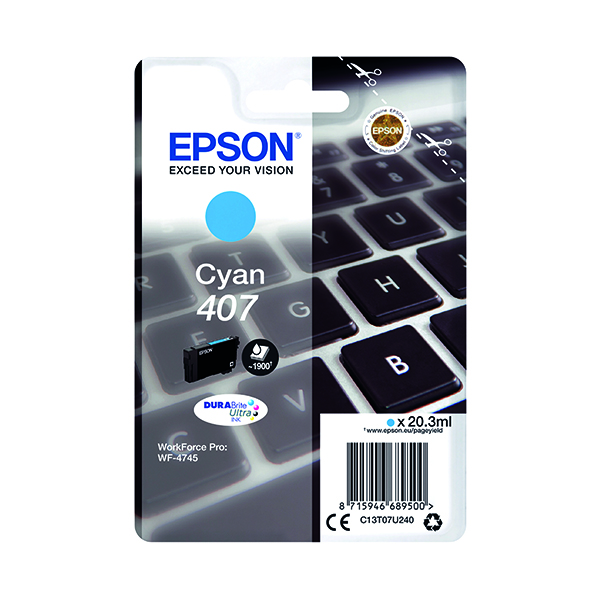 EPSON 407 INK CART DURABRITE CYAN