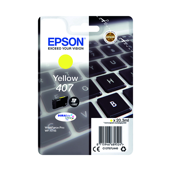 EPSON 407 INK CART DURABRITE YELLOW