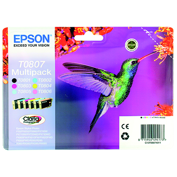 EPSON T0807 INK CMYK/LT CY/LT MAG