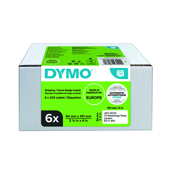 DYMO SHIPPING LABELS 54MMX101MM PK6