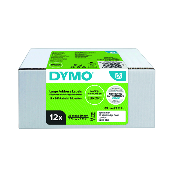 DYMO ADDRESS LABELS 36MMX89MM PK12