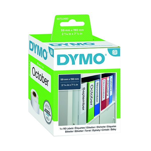 DYMO LEVER ARCH LABELS 190MM X 59MM
