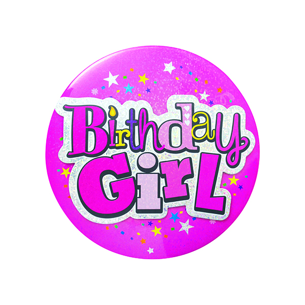 BIRTHDAY GIRL GIANT BADGE PACK OF 6