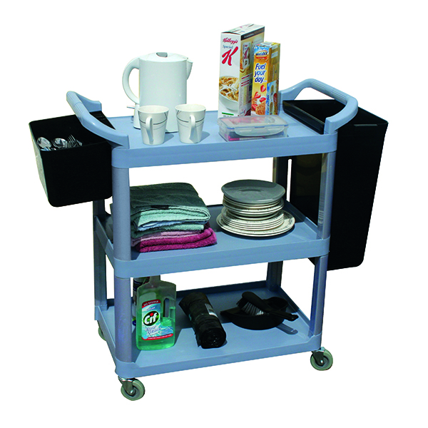 GPC 3 SHELF SERVICE TROLLEY GREY