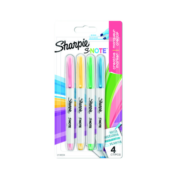 SHARPIE S NOTE ASSORTED PACK OF 4