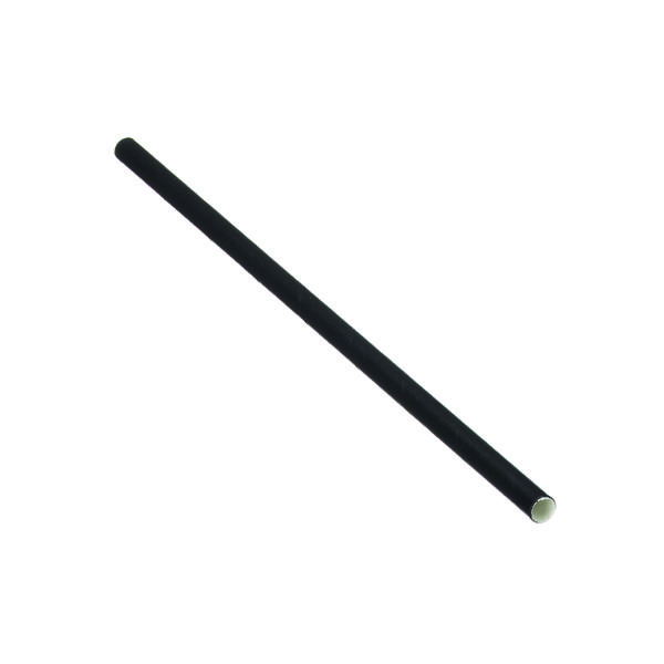 PAPER STRAW 200MM X 6MM BLACK PK5000