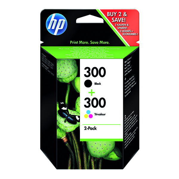 HP 300 INK CART 2-PKBLK/TRI COL CMY